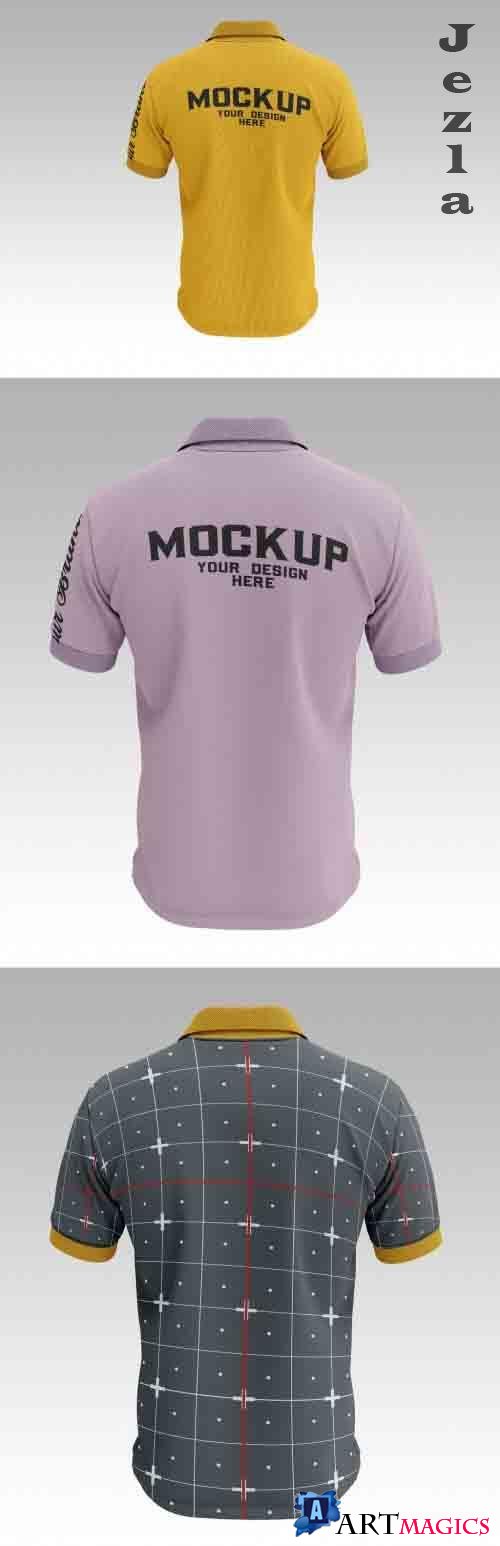 Men's Short Sleeve Polo Shirt Mockup, Back 362978198