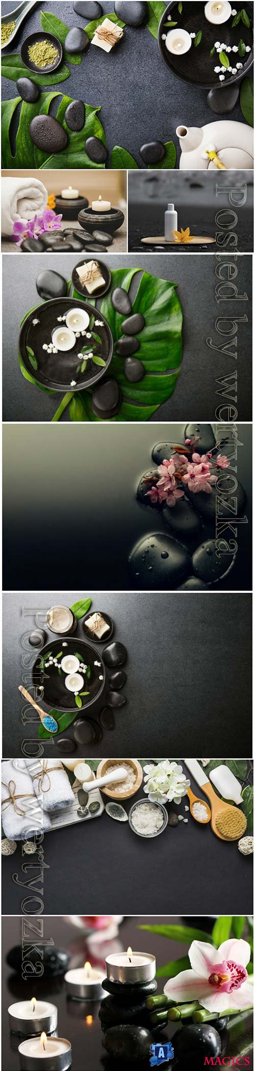 Spa backgrounds with orchids and spa stones