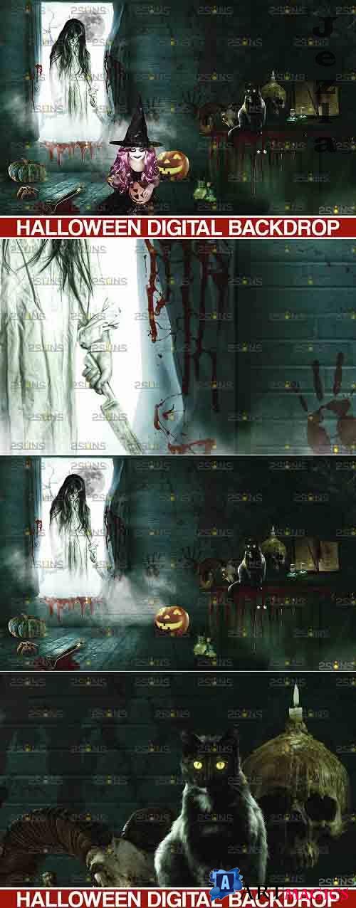 Halloween Backdrop & Scary Photoshop overlay - 735881