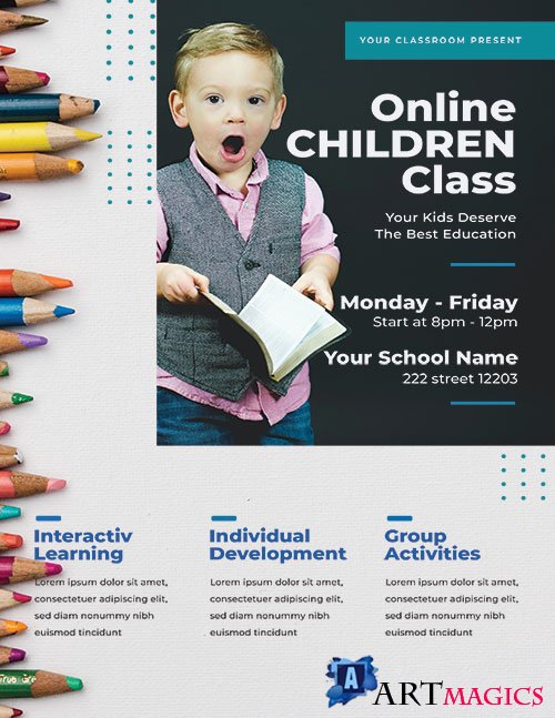 Online School Learning - Premium flyer psd template