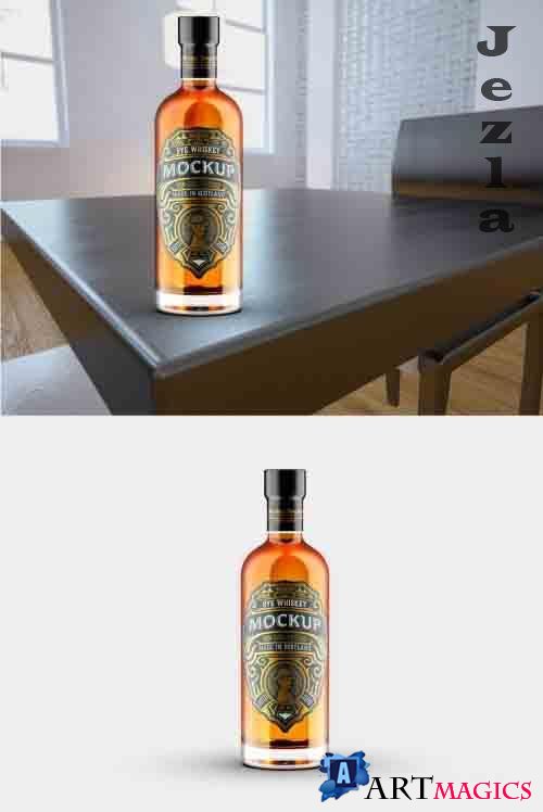 Whiskey Bottle Mockup with Room Scene 364551715