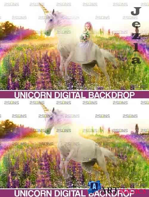Majestic unicorn backdrop & Flower backdrop photoshop  - 752112