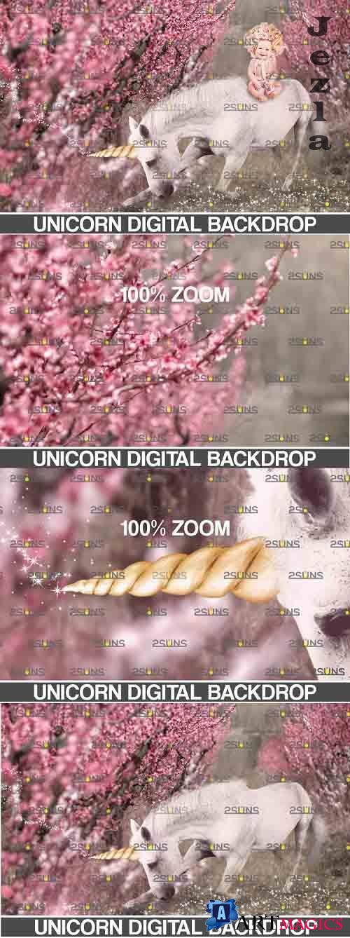 Majestic unicorn backdrop & Flower backdrop photoshop - 752113