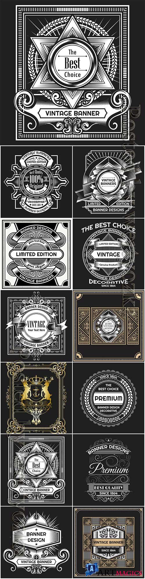 Vintage labels in vector, ornaments and logos # 4