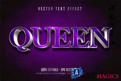 Queen Text, Silver Editable Text Effect