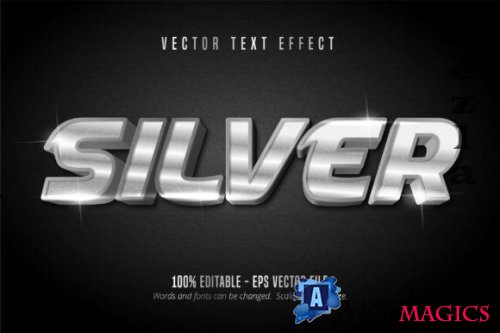 Shiny Silver Style Editable Text Effect