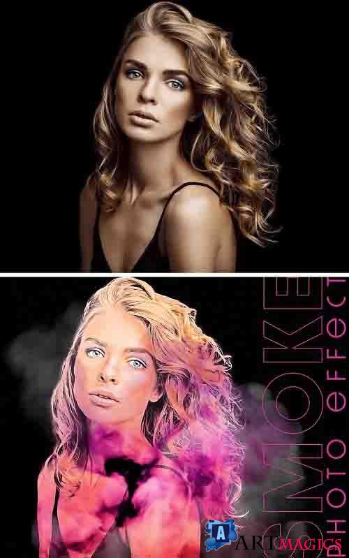 Color Smoke Portrait Photo Effect Mockup 366365226