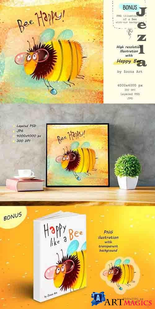 Bee Happy - illustration layered - 5231638