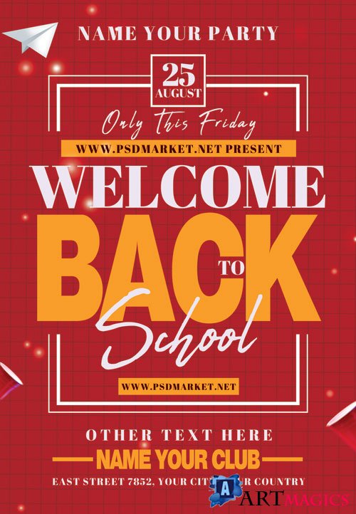 Welcome back to school event - Premium flyer psd template