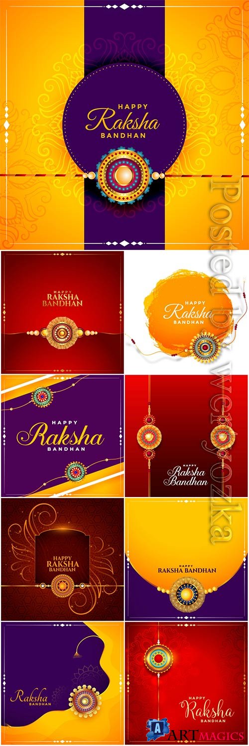 Happy raksha bandhan indian festival vector card