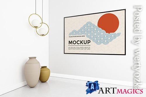 Living room composition with frame mock-up