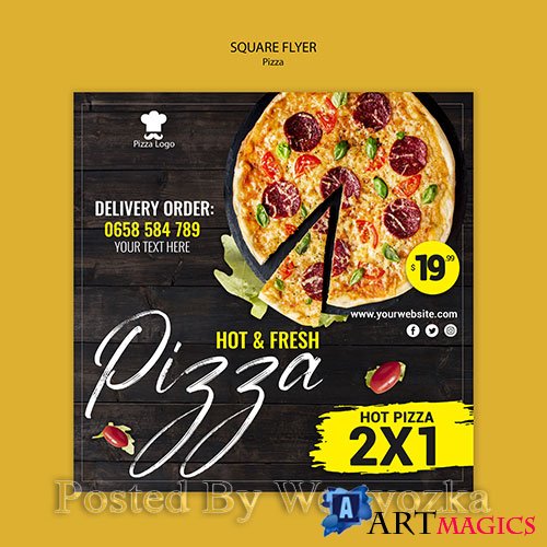 Pizza restaurant square flyer template