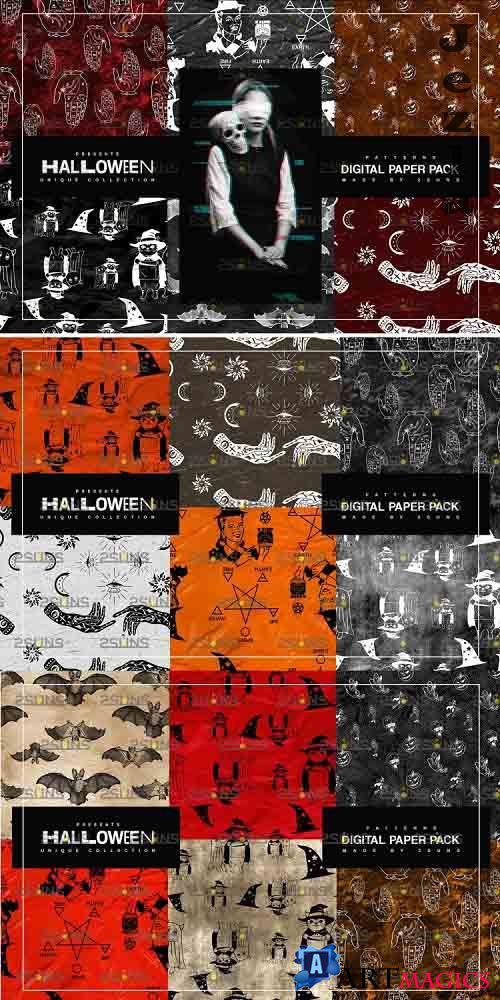 Halloween Digital Paper, Halloween Horror Witch Skulls Ghost - 781915