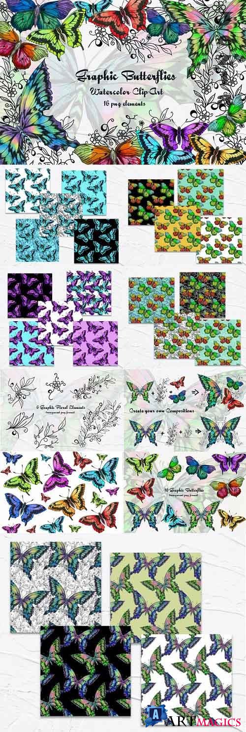 Graphic Butterflies Clip Art - 538169