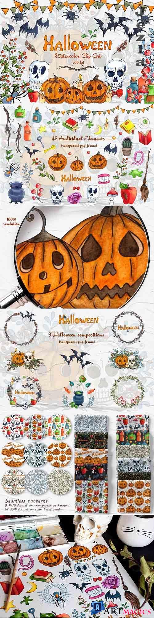 Halloween Watercolor Clipart - 803947