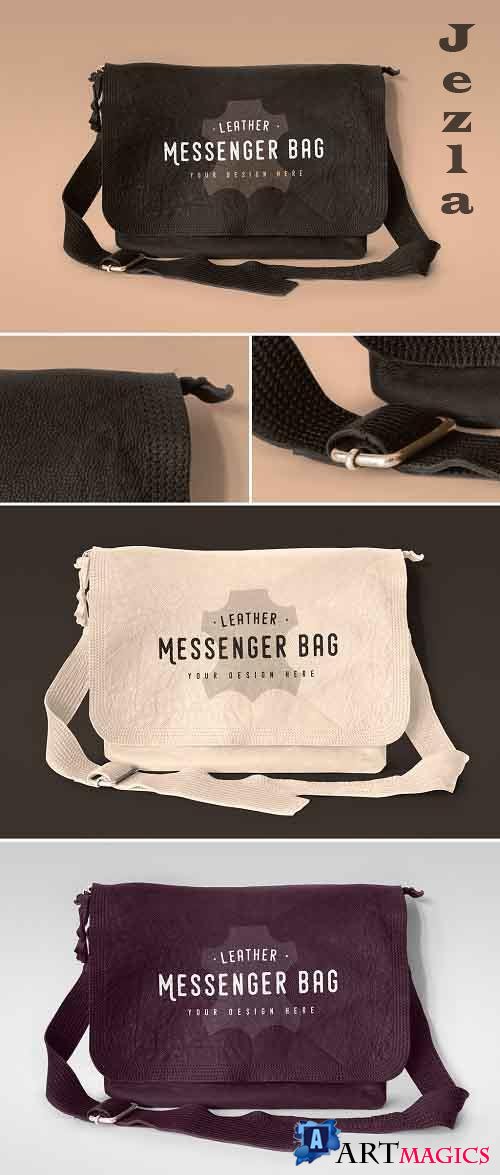 Leather Messenger Bag Mockup 369526354