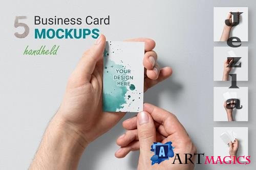5 Handheld Business Card Mockups