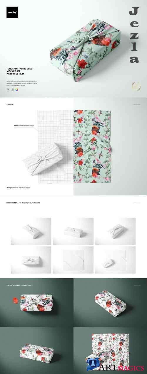 Furoshiki Fabric Wrap Mockup Set 5278401