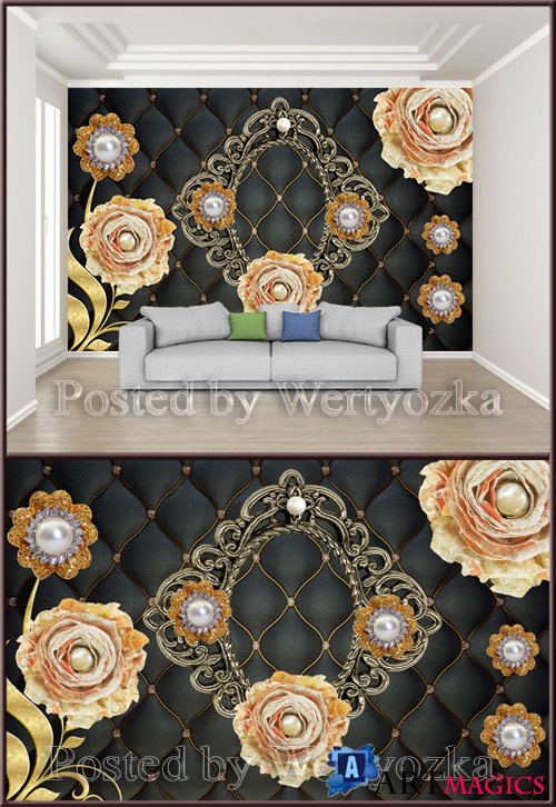 3D psd background wall high end style pearl