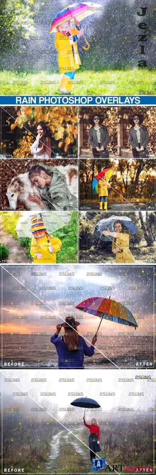 Rain overlay & Photoshop overlay Realistic falling rain - 839407