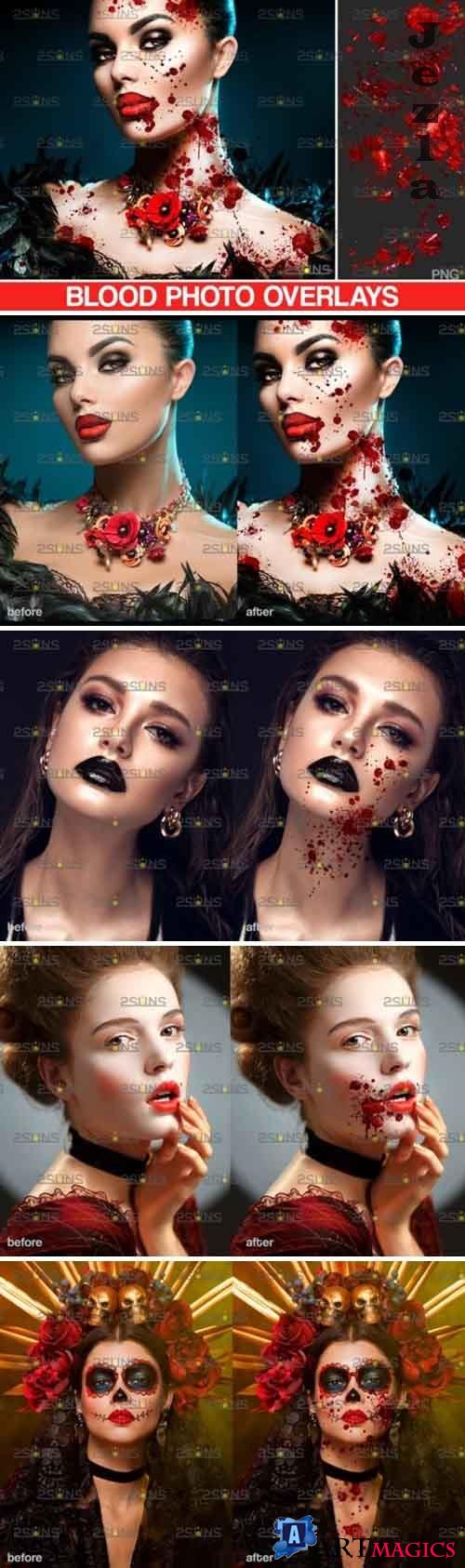 Blood splatter photoshop overlay, Halloween png overlays  - 840469