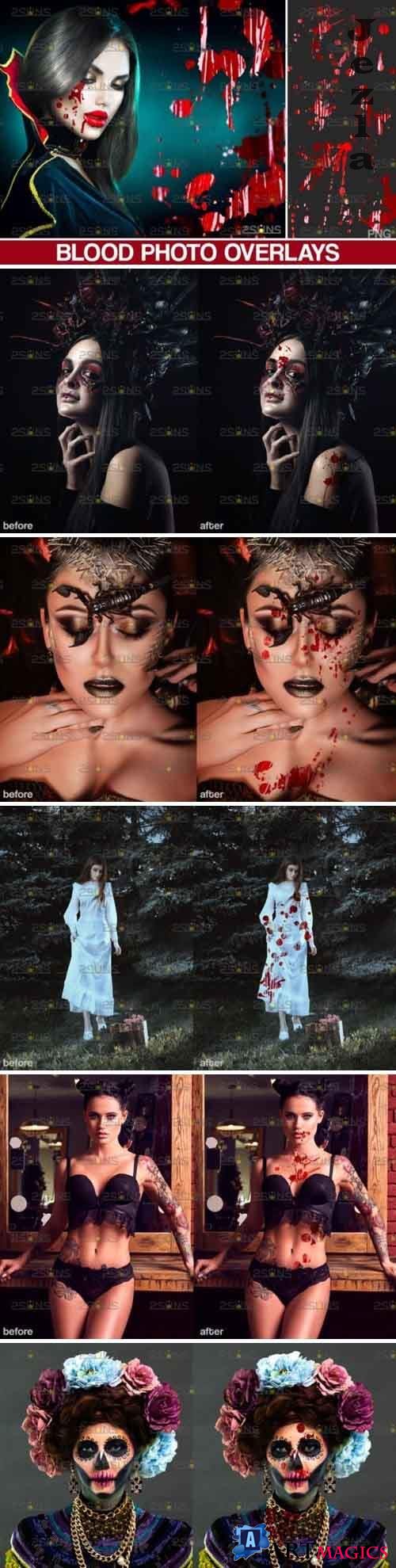 Blood splatter photoshop overlay, Halloween png overlays  - 840471