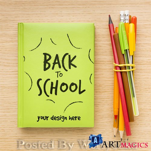 Top view back to school composition mock-up