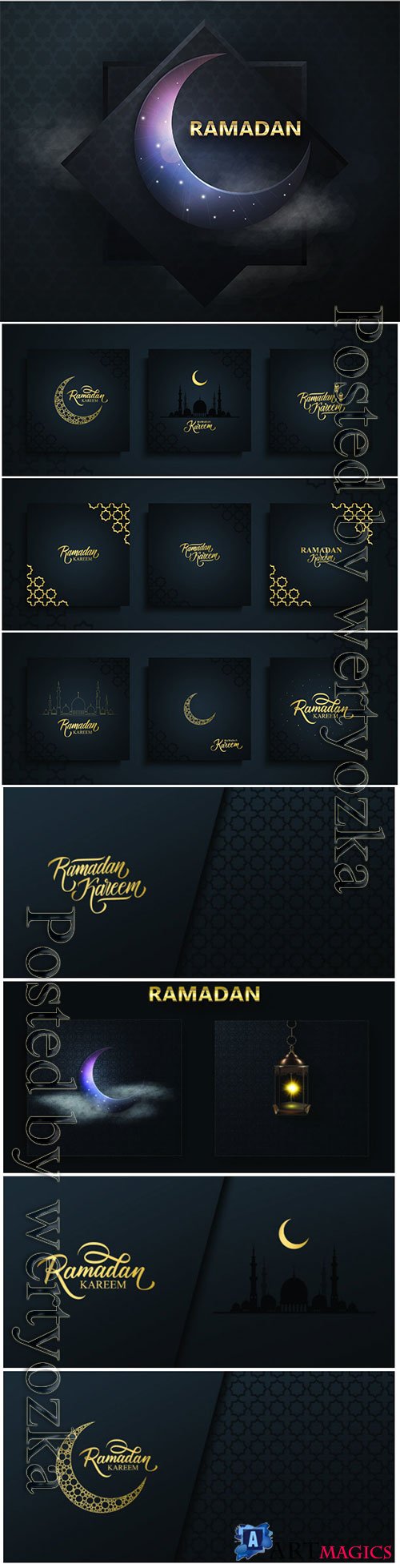 Ramadan Kareem vector background, Eid mubarak greeting card