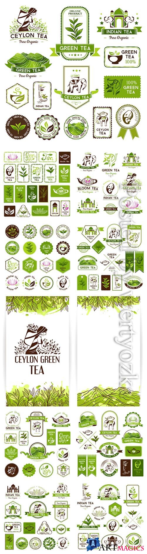 Ceylon tea labels and stickers in vector