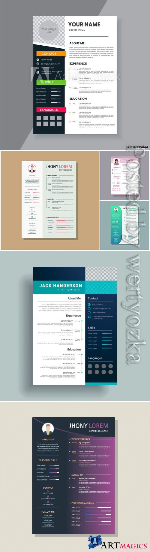 Creative resume and template vector design