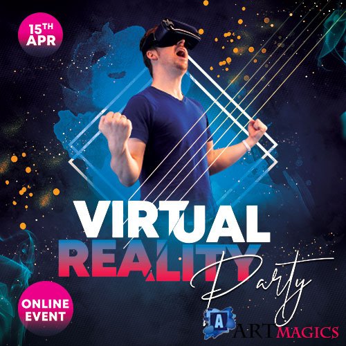 Virtual Party - Premium flyer psd template