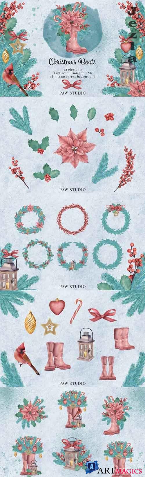 Christmas Clipart Wreaths New Year Winter Holiday Card - 847988