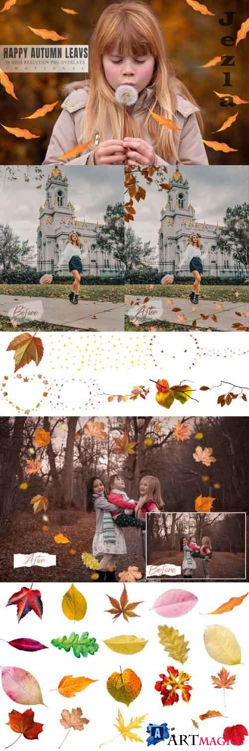 30 Happy Autumn Leaves Overlays
