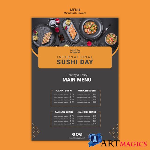 Make-up ollection of sushi templates for restaurant vol 6