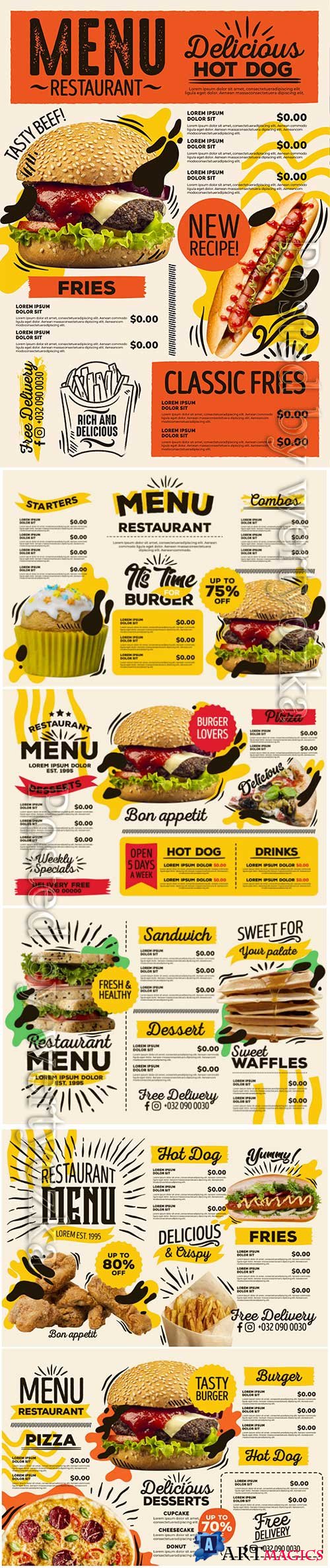 Digital restaurant menu fast food delivery