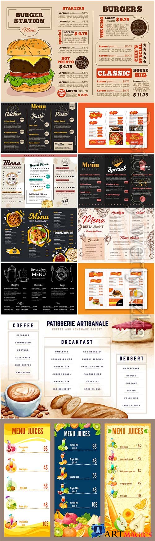 Digital restaurant menu template