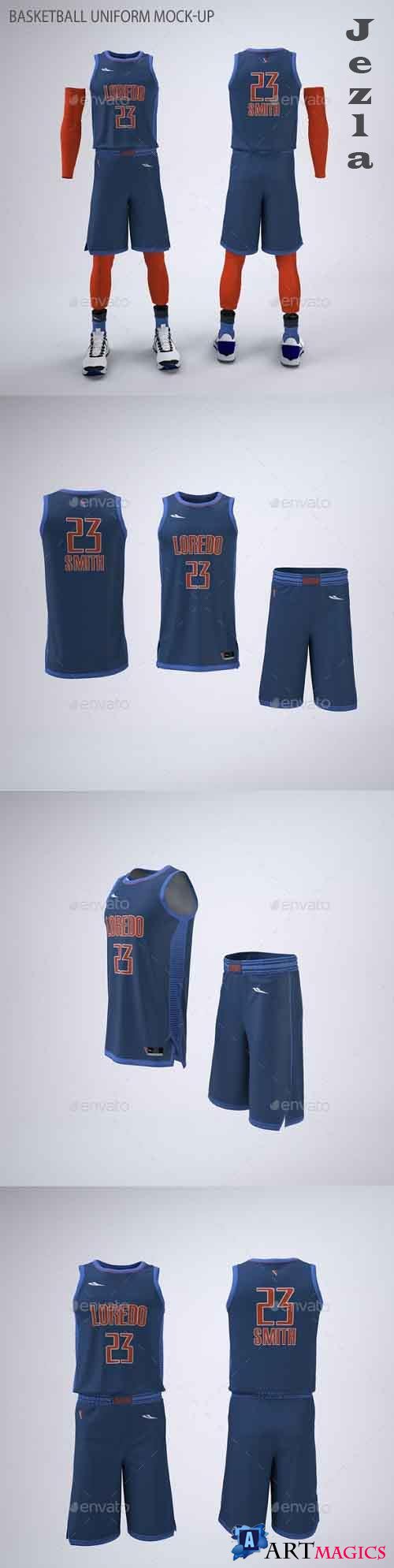 Basketball Jersey and Shorts Uniform Mock-Up 21586628