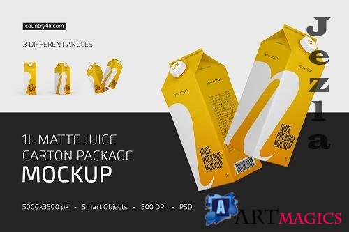 1L Juice Carton Package Mockup Set 5308699