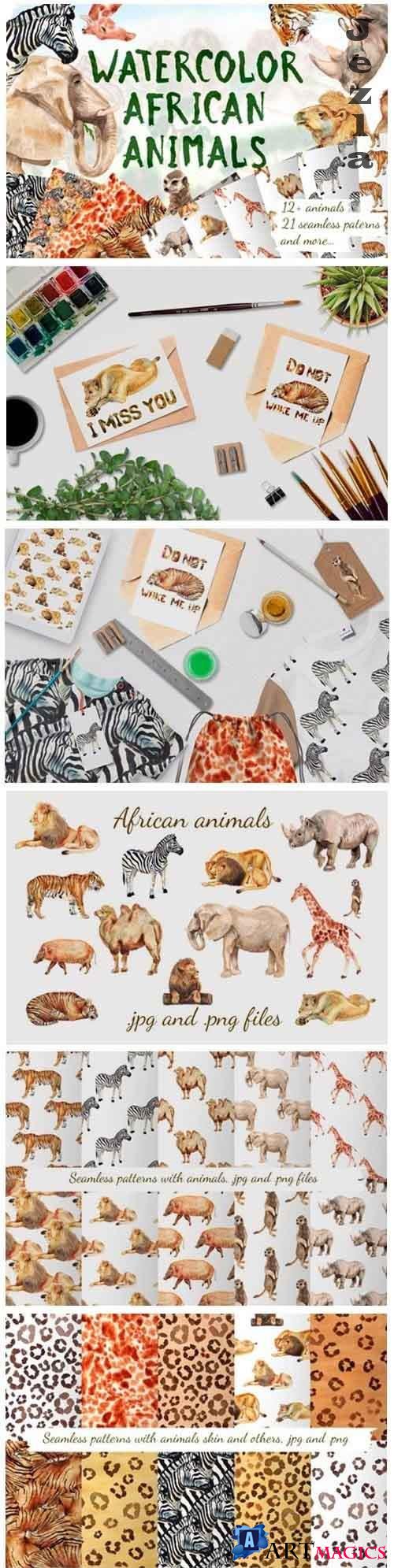 Watercolor african animals - 770424