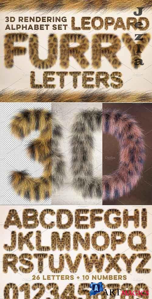 3D Leopard Furry Letters Pack - 739086