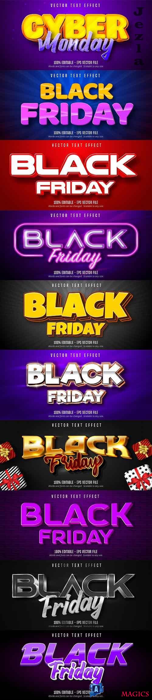 Editable font effect text collection illustration design 205 - Black Friday Text
