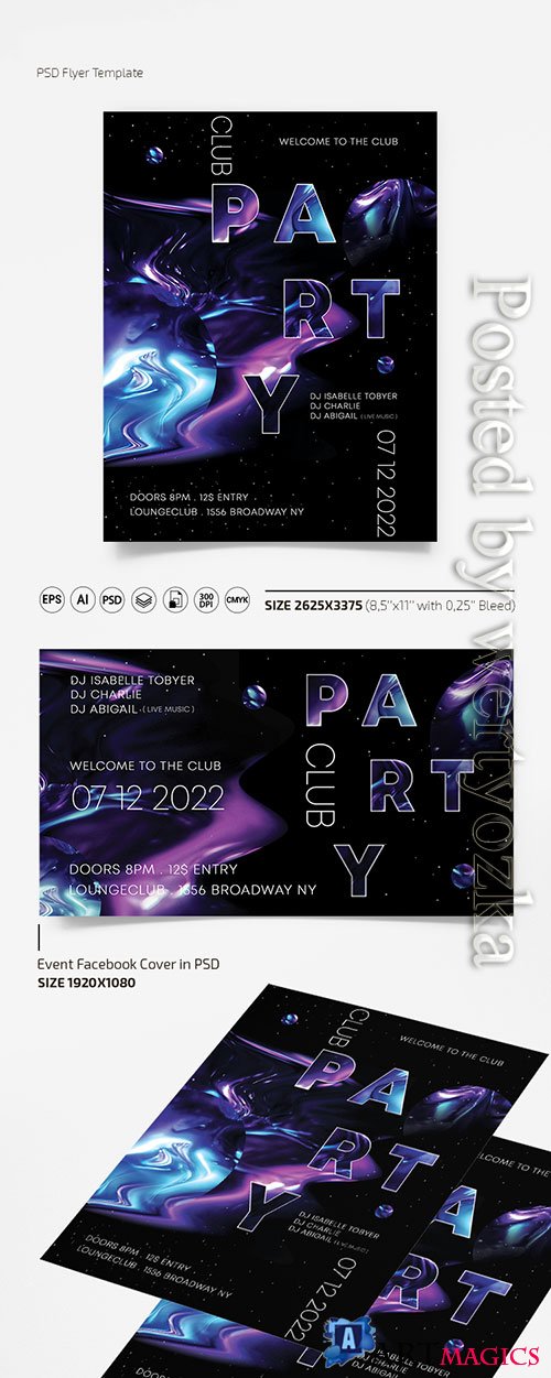 Party flyer templates in psd + ai + eps