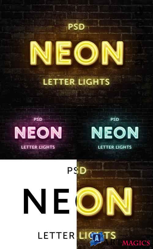 Neon Lights Text Effect Mockup 373579202