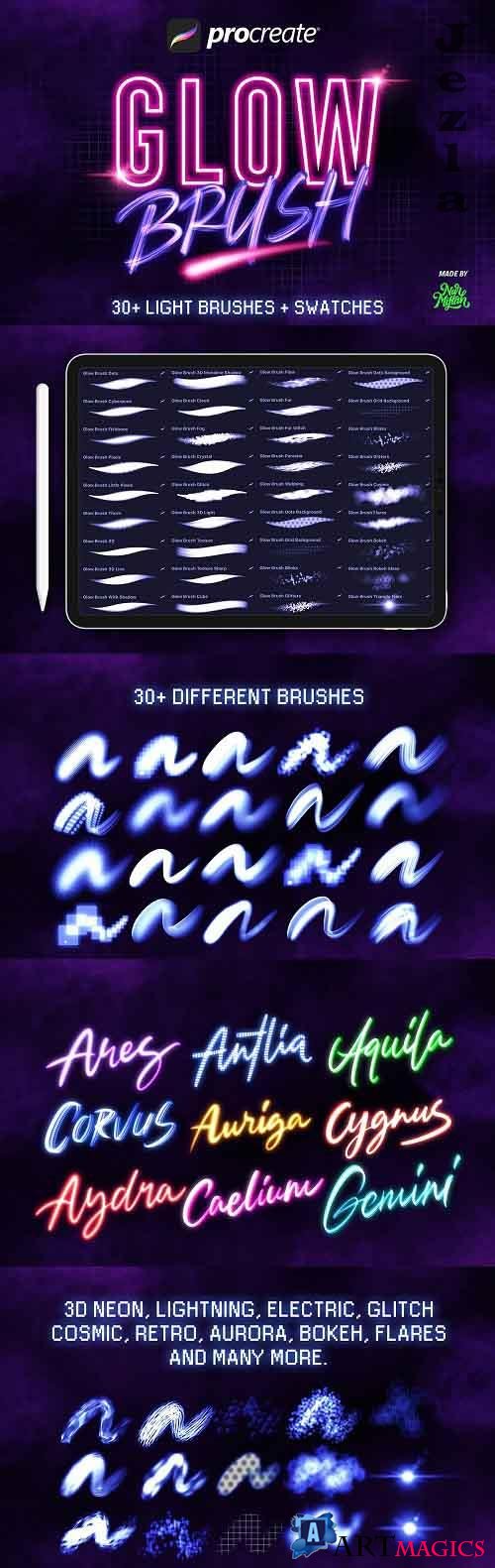 30+ Procreate Glow Brushes - 5386220