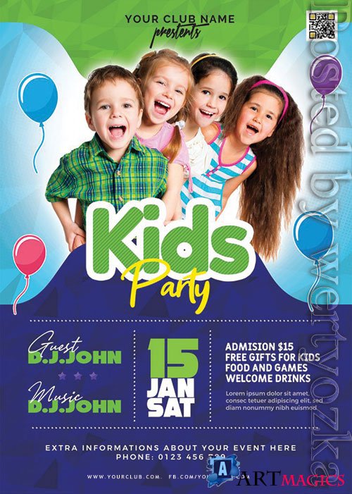 Amazing Kids Party Flyer PSD Template