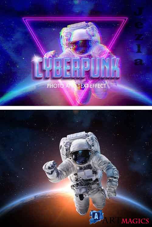 Cyberpunk Style Text and Photo Effect 375458829