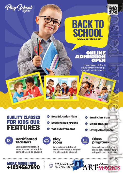 School Kids Admission Open Flyer PSD Template