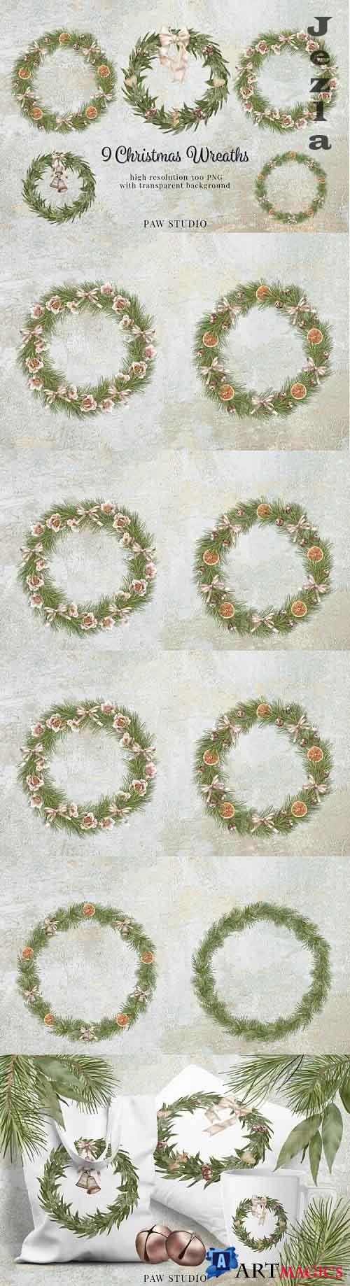 Christmas Wreath Clipart Winter Greenery Holidays New Year - 901101