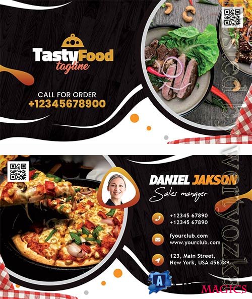 Tasty Food Restaurant Business Card PSD