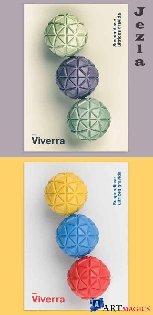 Abstract Geometric Background 3D Spheres Design Poster Layout 374191567